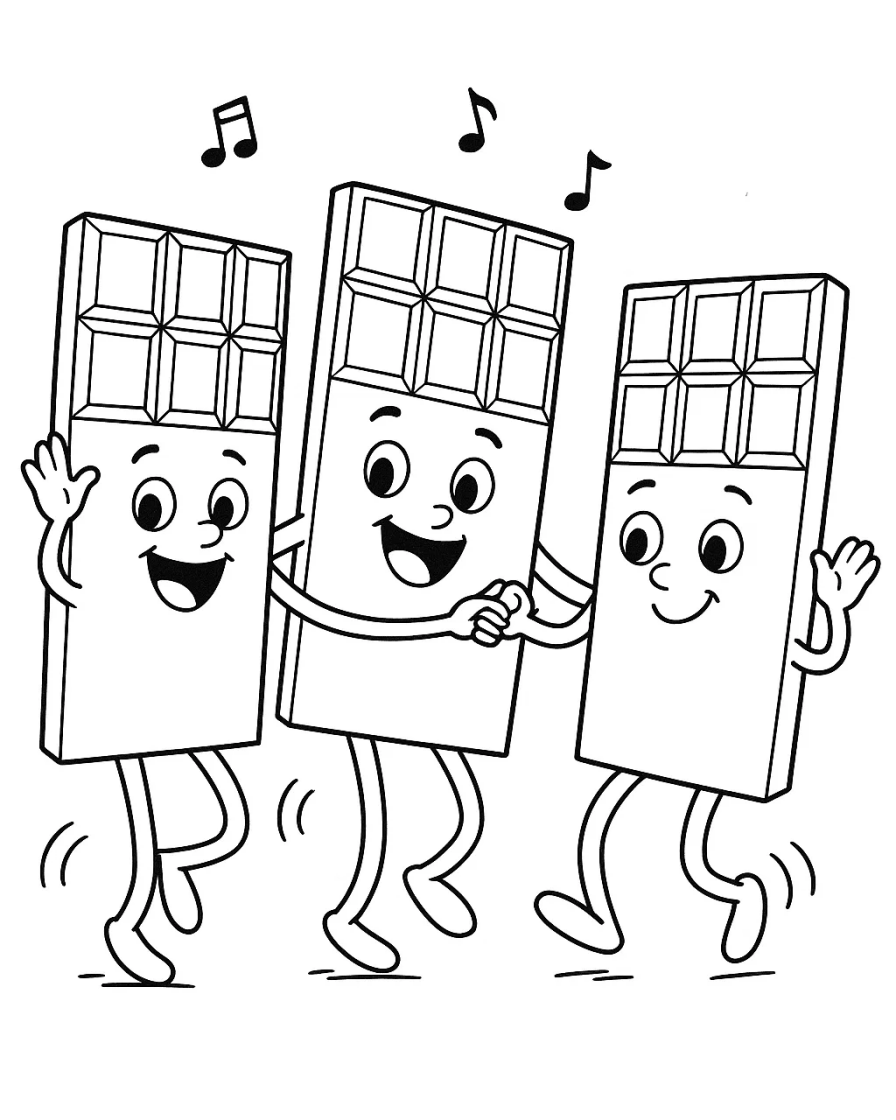 Chocolate Bars Dancing and Singing Together
