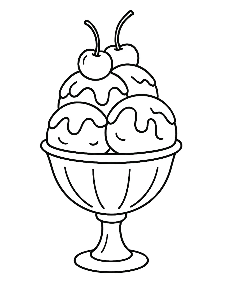 Sundae with Chocolate Ice Cream Scoops and Cherries