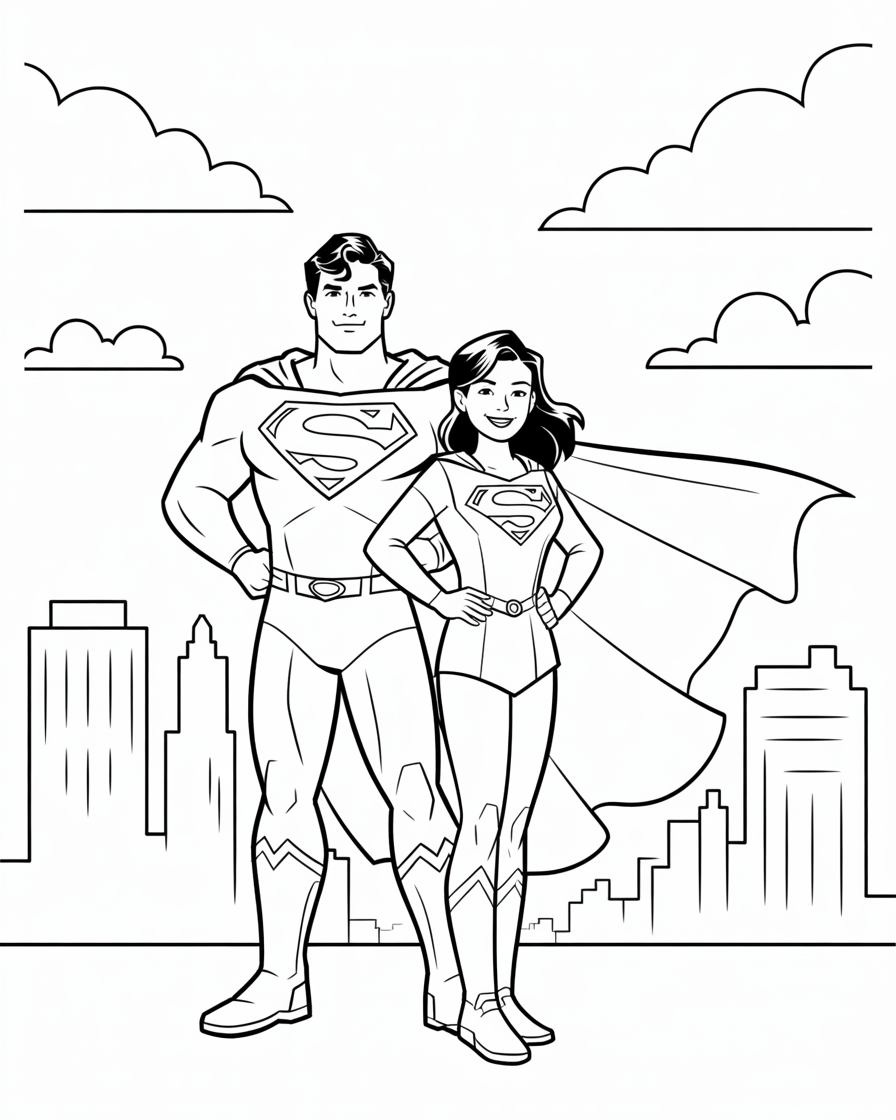 Superman and Supergirl stand proudly