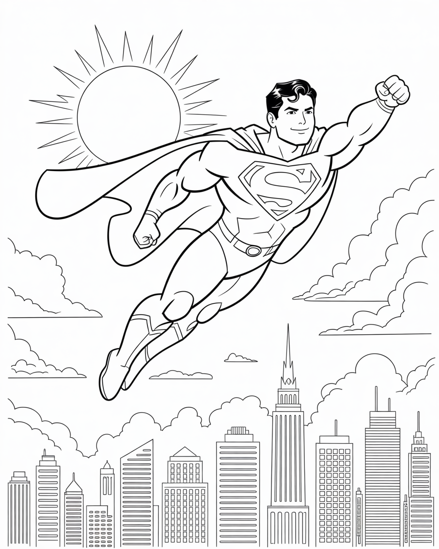 Superman Flying in City