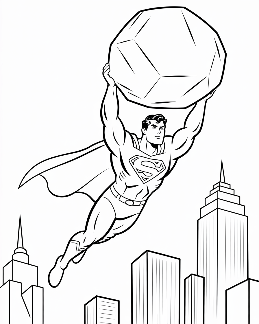 Superman Holding Massive Boulder