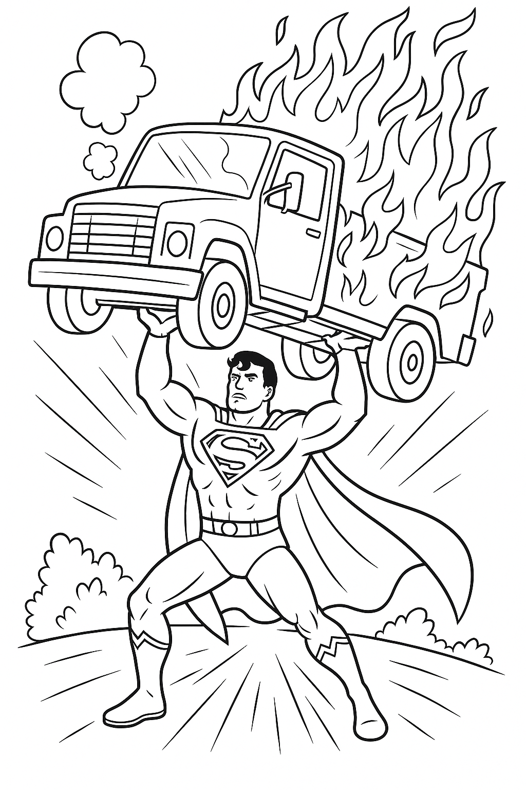 Superman Saving a Burning Truck
