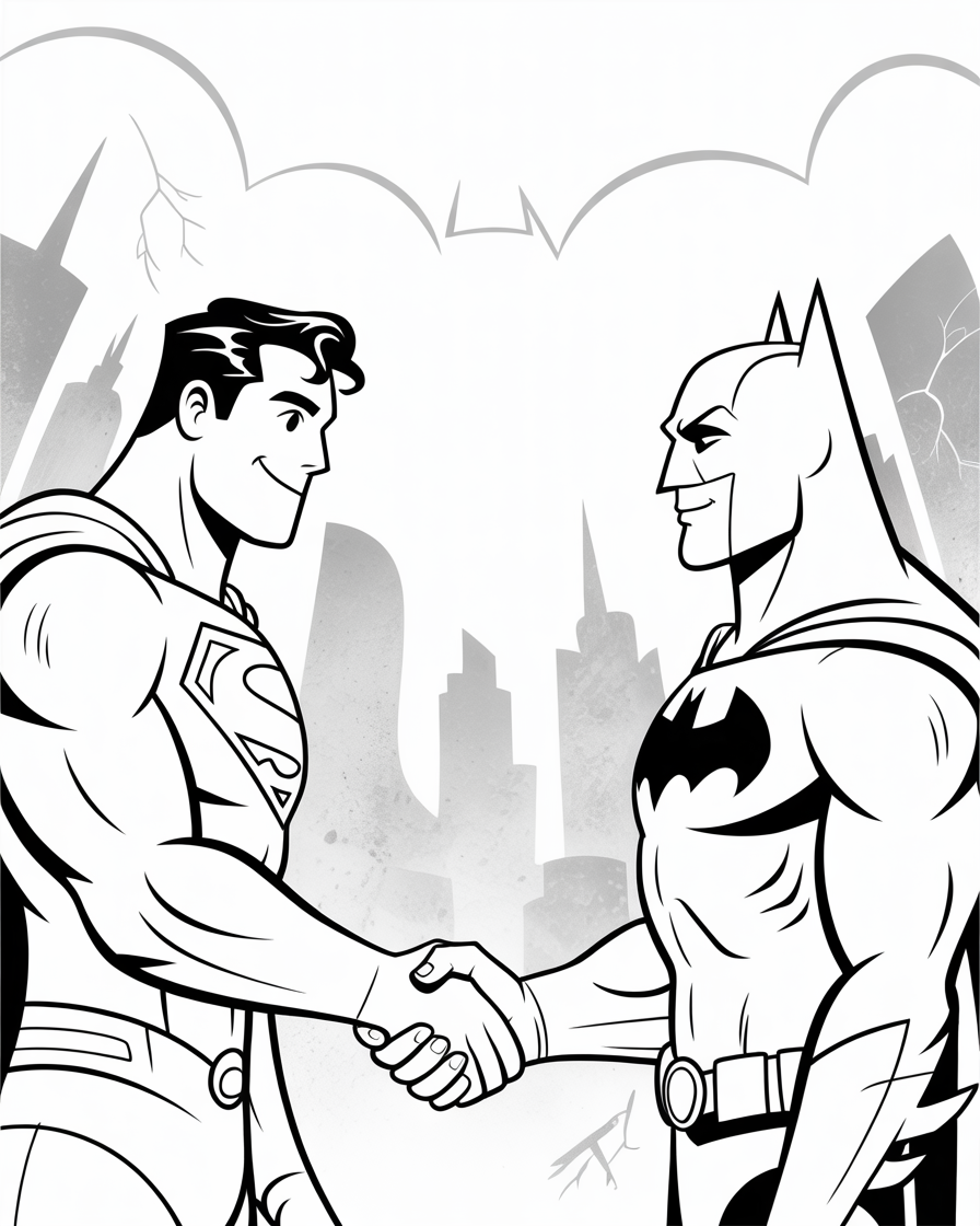 Superman Shaking Hands with Batman