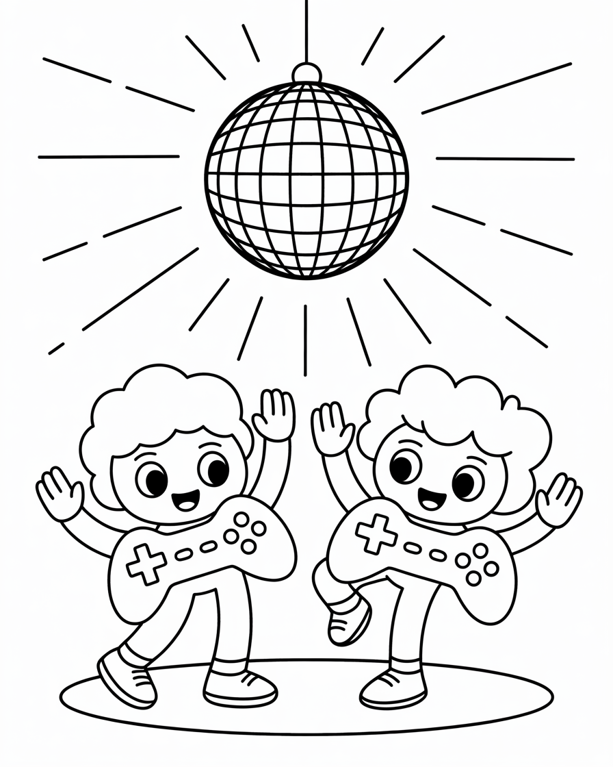 Cute Gaming Controllers Dancing Under Disco Lights
