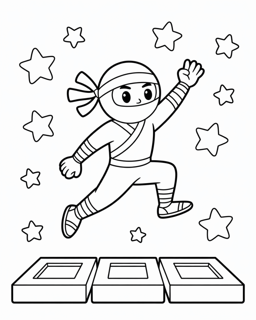 Ninja Jumping Through Game Platforms