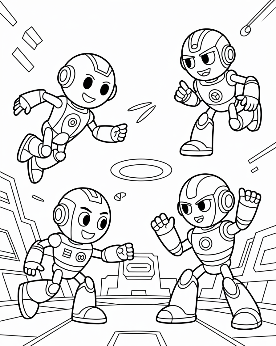 Robots Competing in Fun Future Video Game