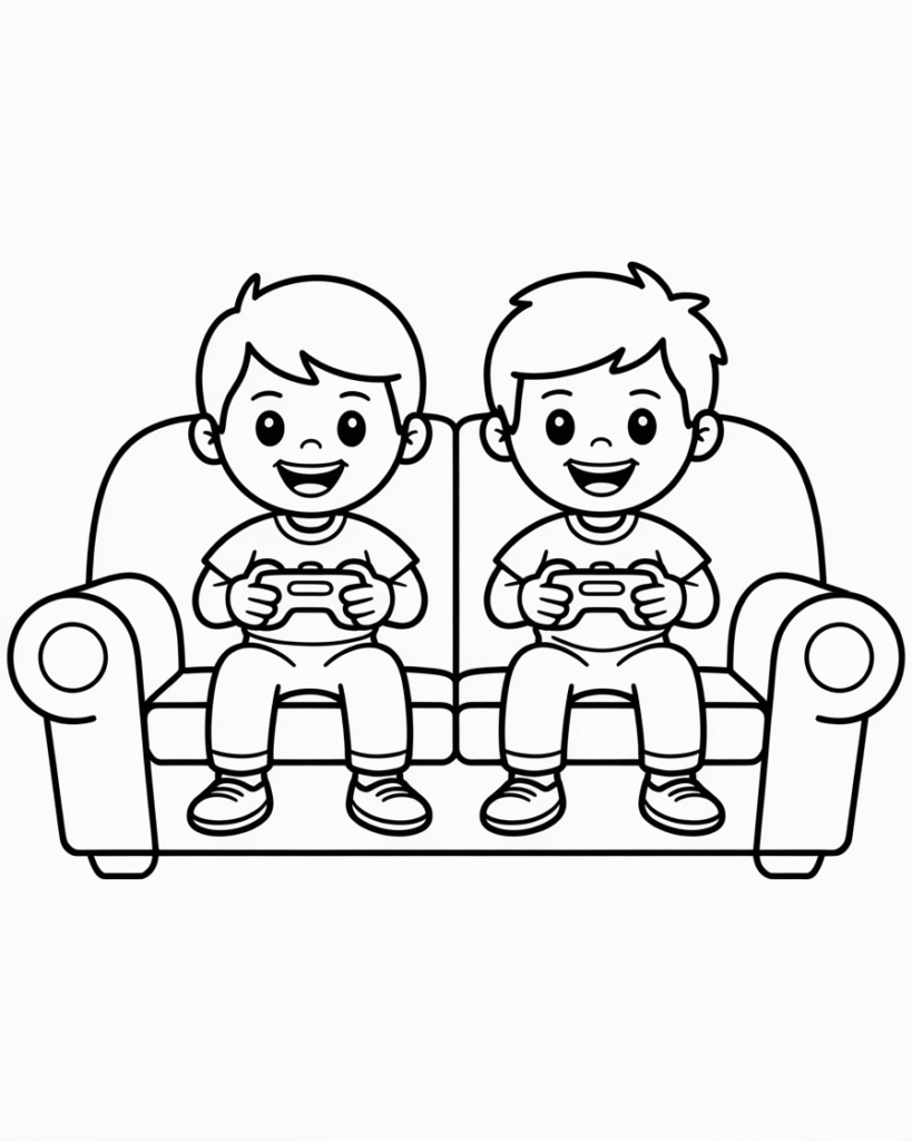 Two Happy Kids Playing Video